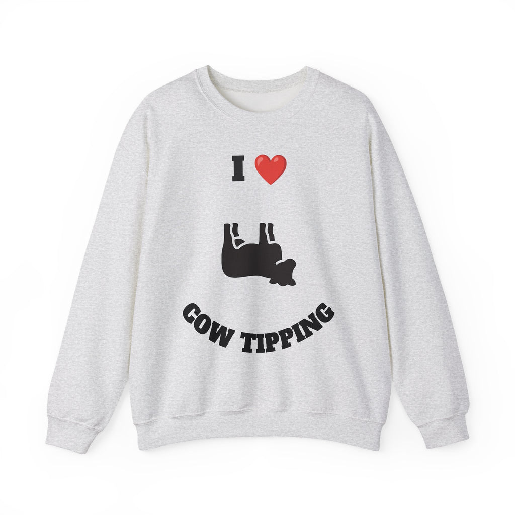 I Love Cow Tipping Crewneck Sweatshirt, Funny Gift , Unisex Casual Wear, Cozy Outfit, Great for Holidays