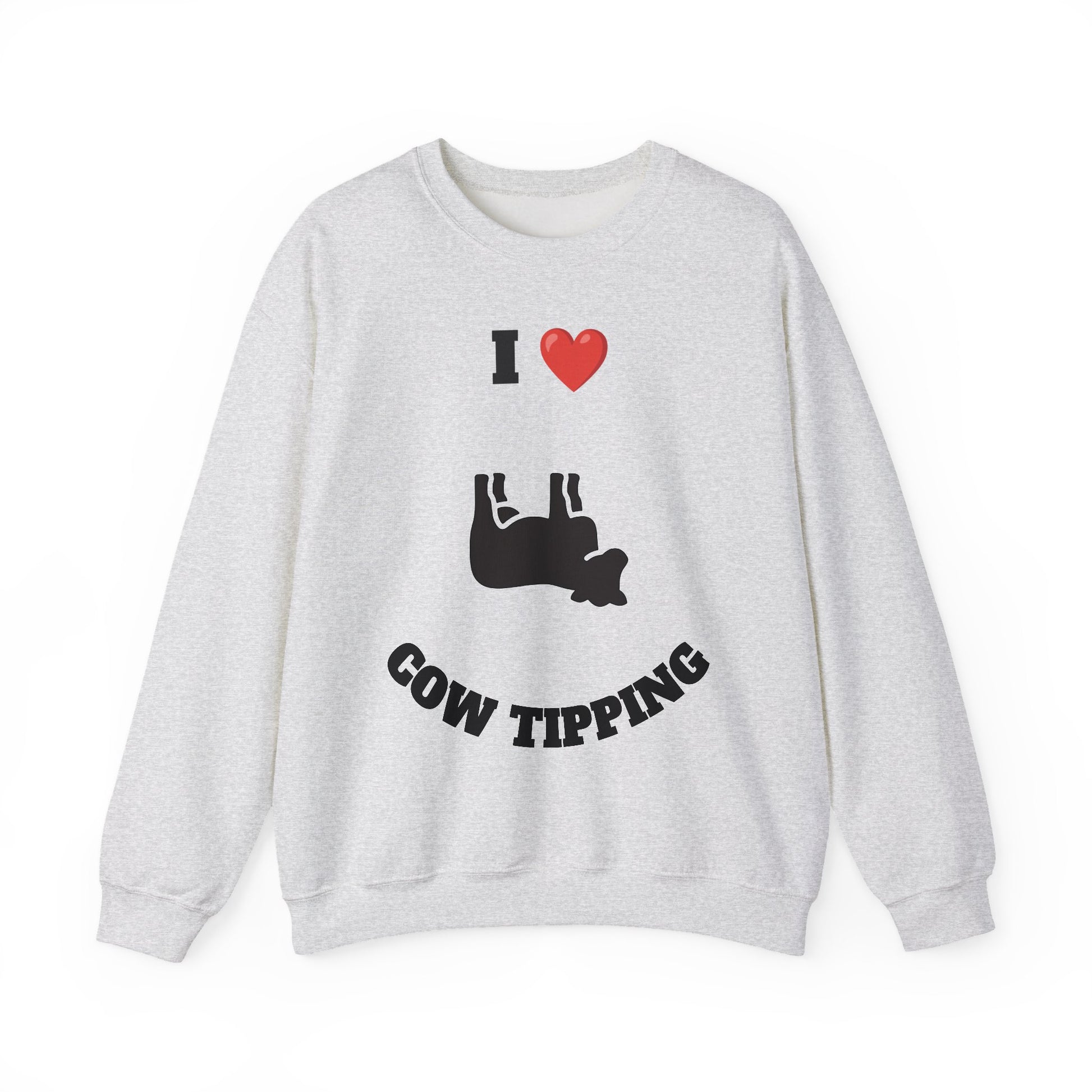 I Love Cow Tipping Crewneck Sweatshirt, Funny Gift , Unisex Casual Wear, Cozy Outfit, Great for Holidays