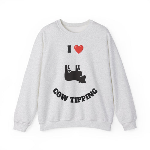 I Love Cow Tipping Crewneck Sweatshirt, Funny Gift , Unisex Casual Wear, Cozy Outfit, Great for Holidays