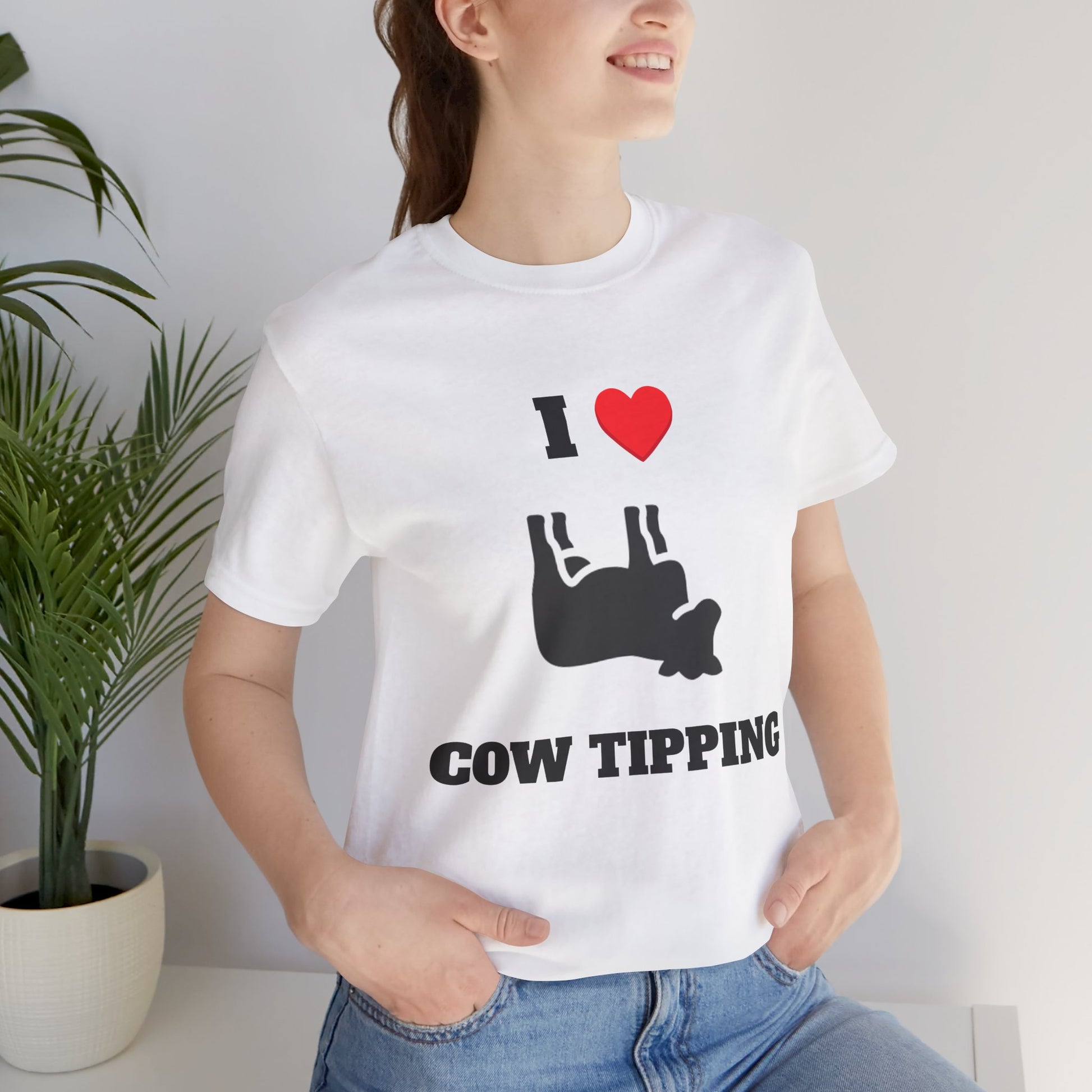 I Love Cow Tipping Tee | Fun Unisex Jersey Shirt, Farm-Themed Gift, Casual Outfit for Animal Lovers, Unique Party Apparel