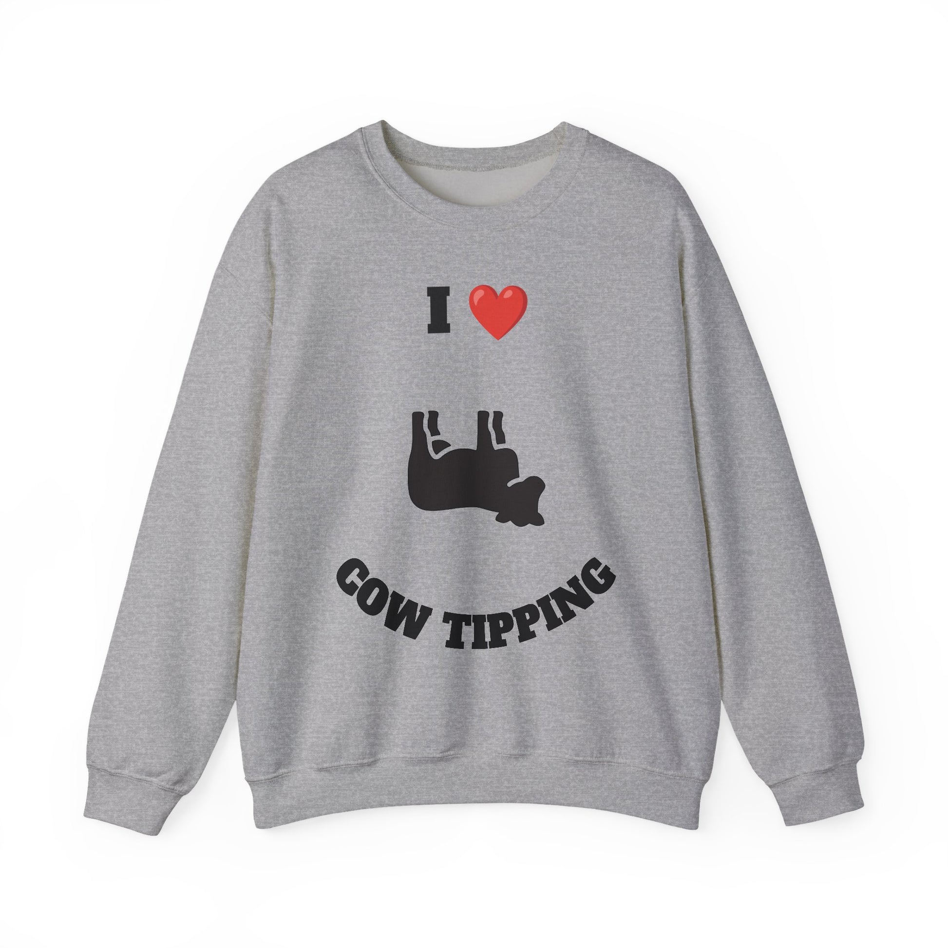 I Love Cow Tipping Crewneck Sweatshirt, Funny Gift , Unisex Casual Wear, Cozy Outfit, Great for Holidays
