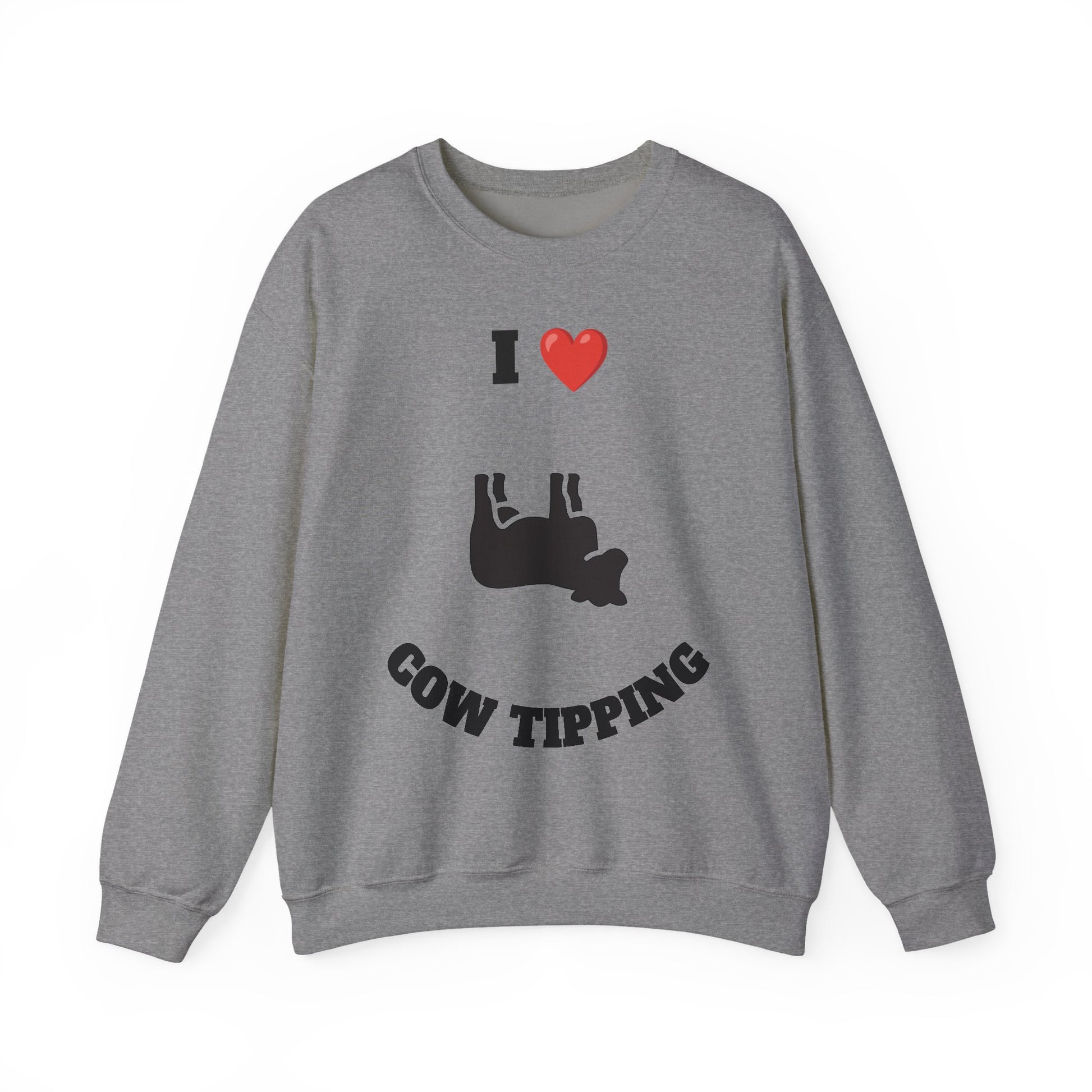 I Love Cow Tipping Crewneck Sweatshirt, Funny Gift , Unisex Casual Wear, Cozy Outfit, Great for Holidays