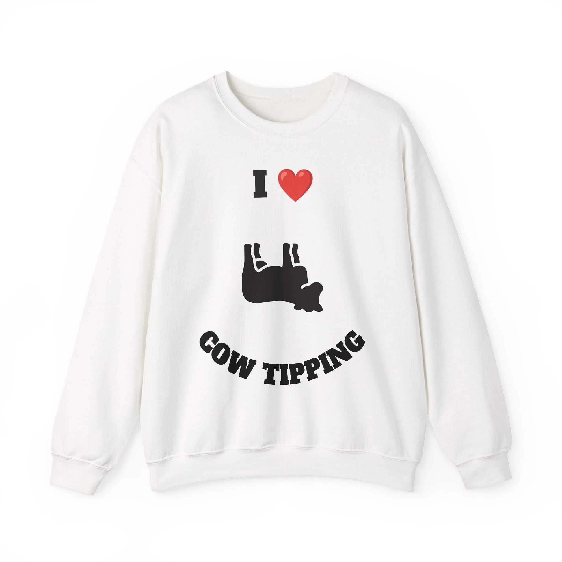 I Love Cow Tipping Crewneck Sweatshirt, Funny Gift , Unisex Casual Wear, Cozy Outfit, Great for Holidays