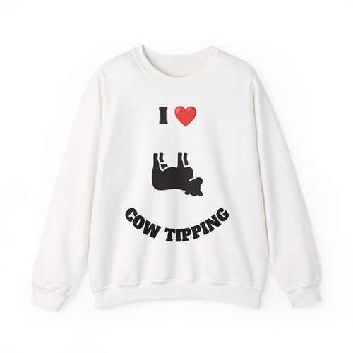 I Love Cow Tipping Crewneck Sweatshirt, Funny Gift , Unisex Casual Wear, Cozy Outfit, Great for Holidays