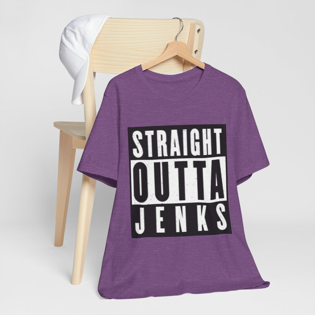 Straight Outta Jenks Unisex Tee, Funny Graphic T-Shirt for Casual Wear, Gift for Friends, Summer Outfit, Streetwear Style