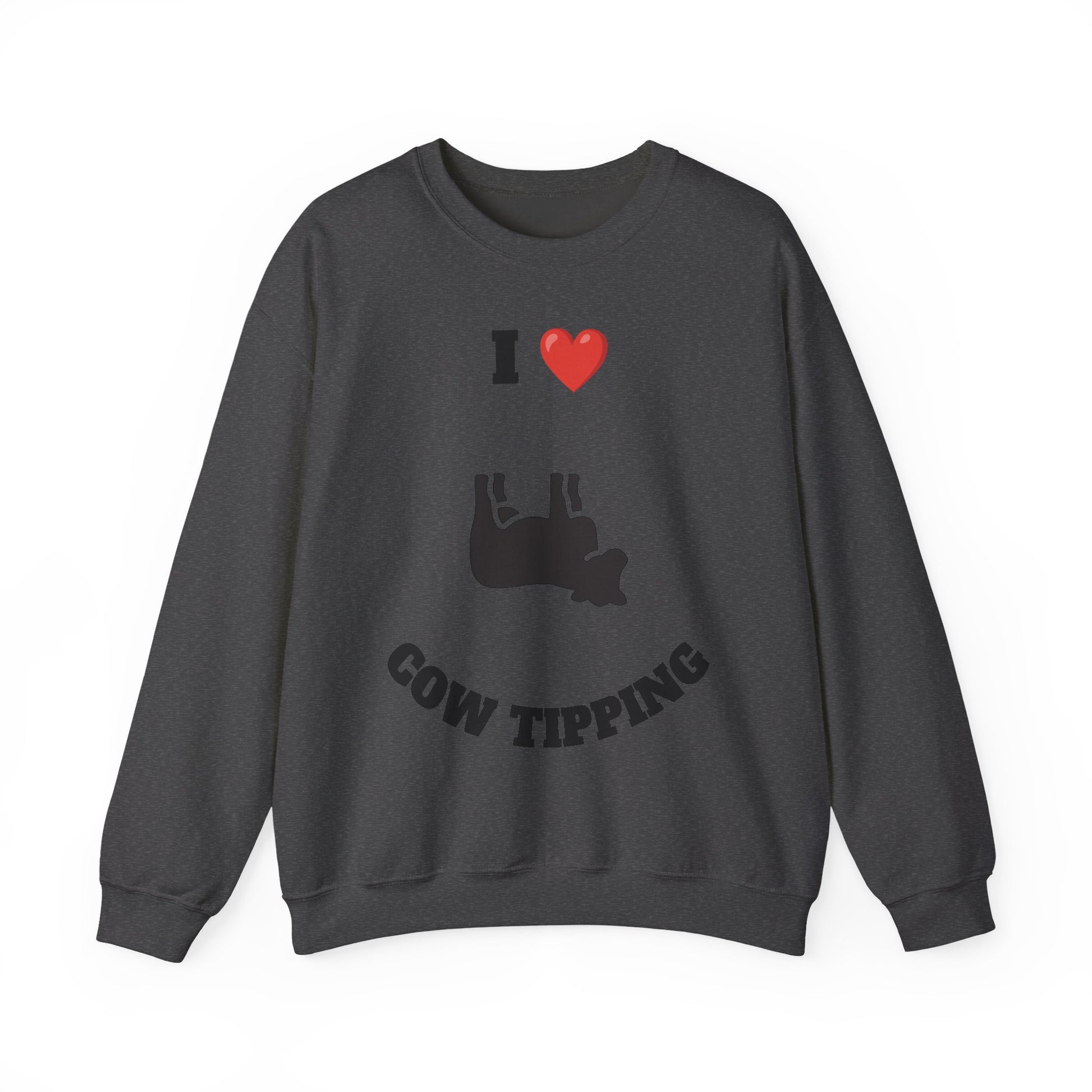 I Love Cow Tipping Crewneck Sweatshirt, Funny Gift , Unisex Casual Wear, Cozy Outfit, Great for Holidays