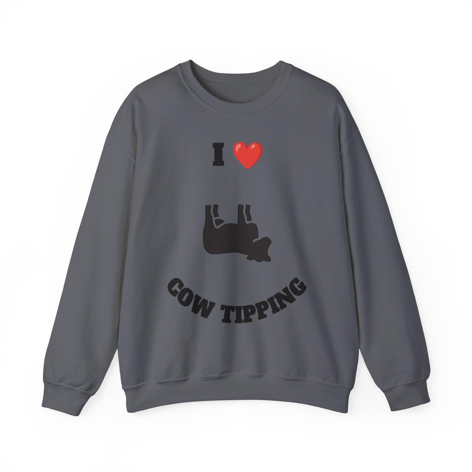 I Love Cow Tipping Crewneck Sweatshirt, Funny Gift , Unisex Casual Wear, Cozy Outfit, Great for Holidays