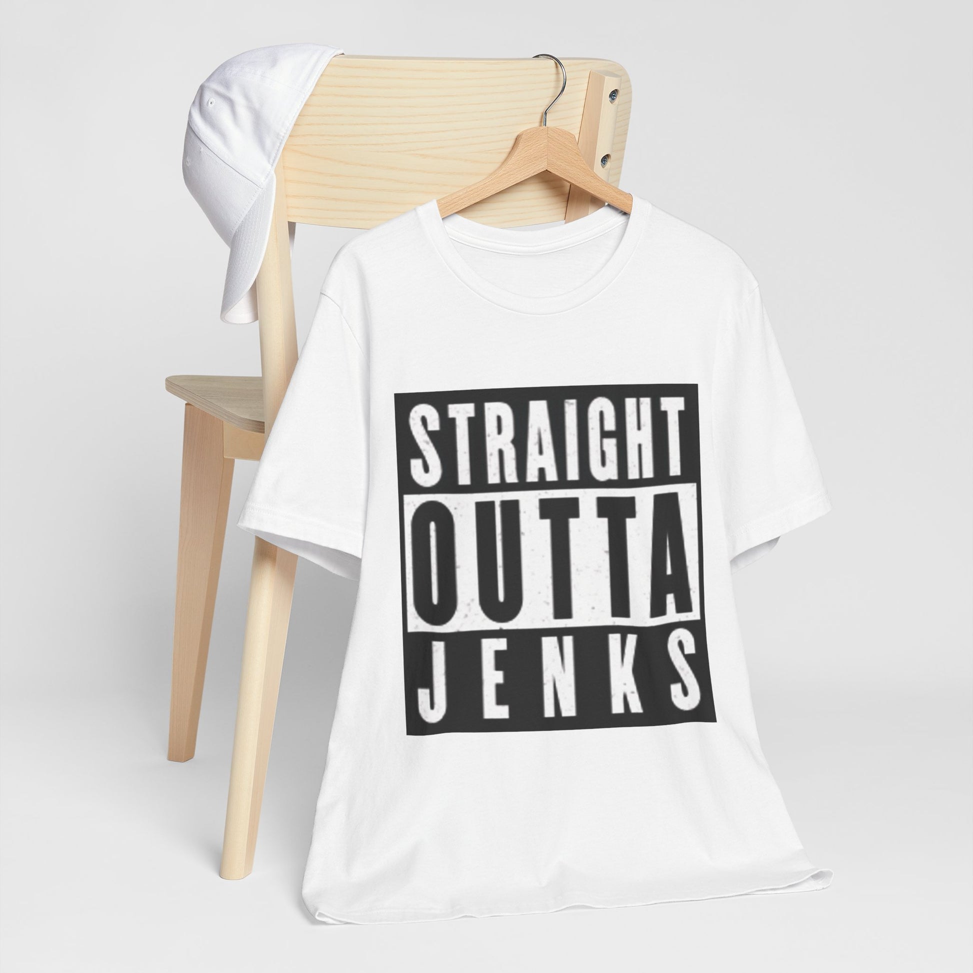Straight Outta Jenks Unisex Tee, Funny Graphic T-Shirt for Casual Wear, Gift for Friends, Summer Outfit, Streetwear Style