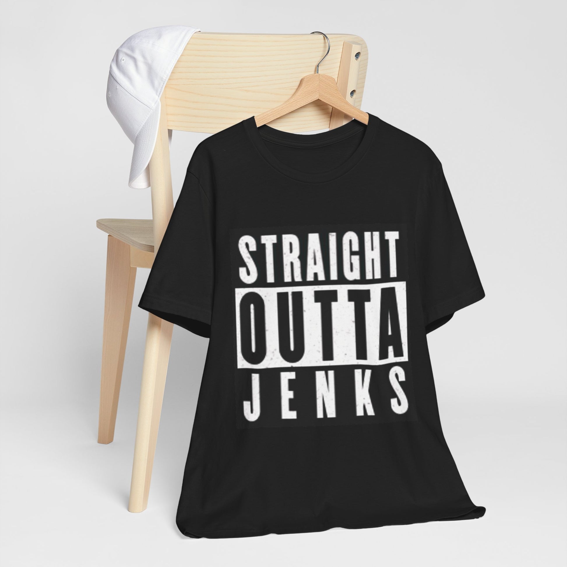 Straight Outta Jenks Unisex Tee, Funny Graphic T-Shirt for Casual Wear, Gift for Friends, Summer Outfit, Streetwear Style