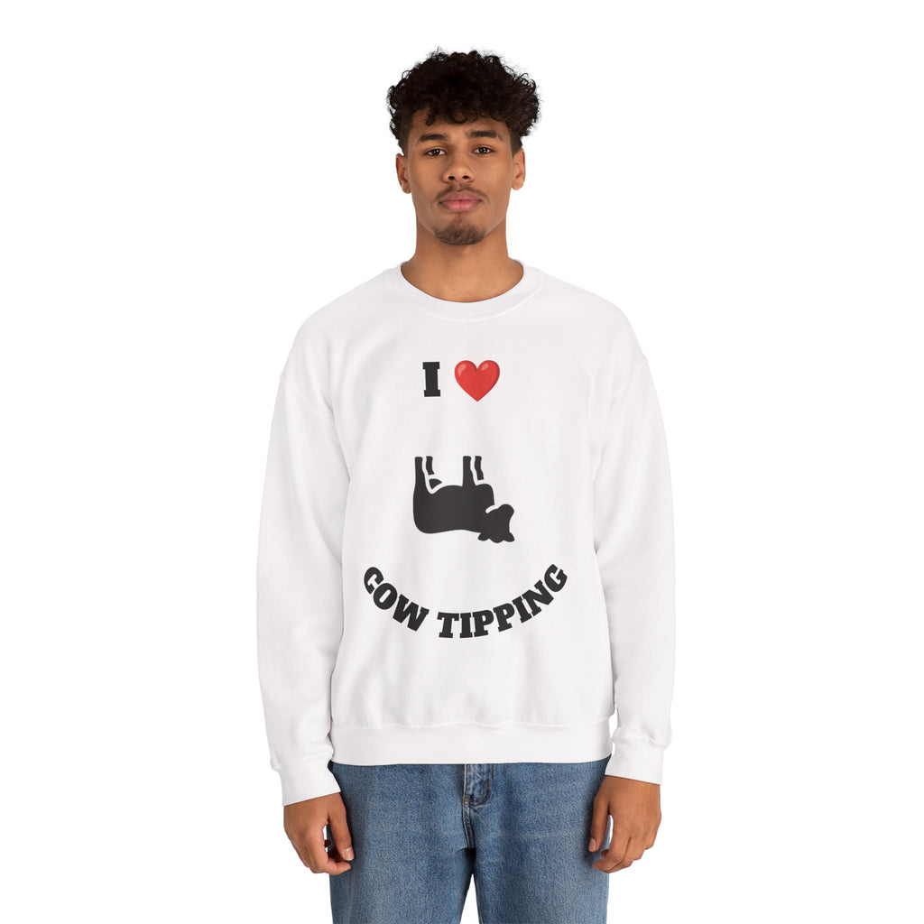 I Love Cow Tipping Crewneck Sweatshirt, Funny Gift , Unisex Casual Wear, Cozy Outfit, Great for Holidays