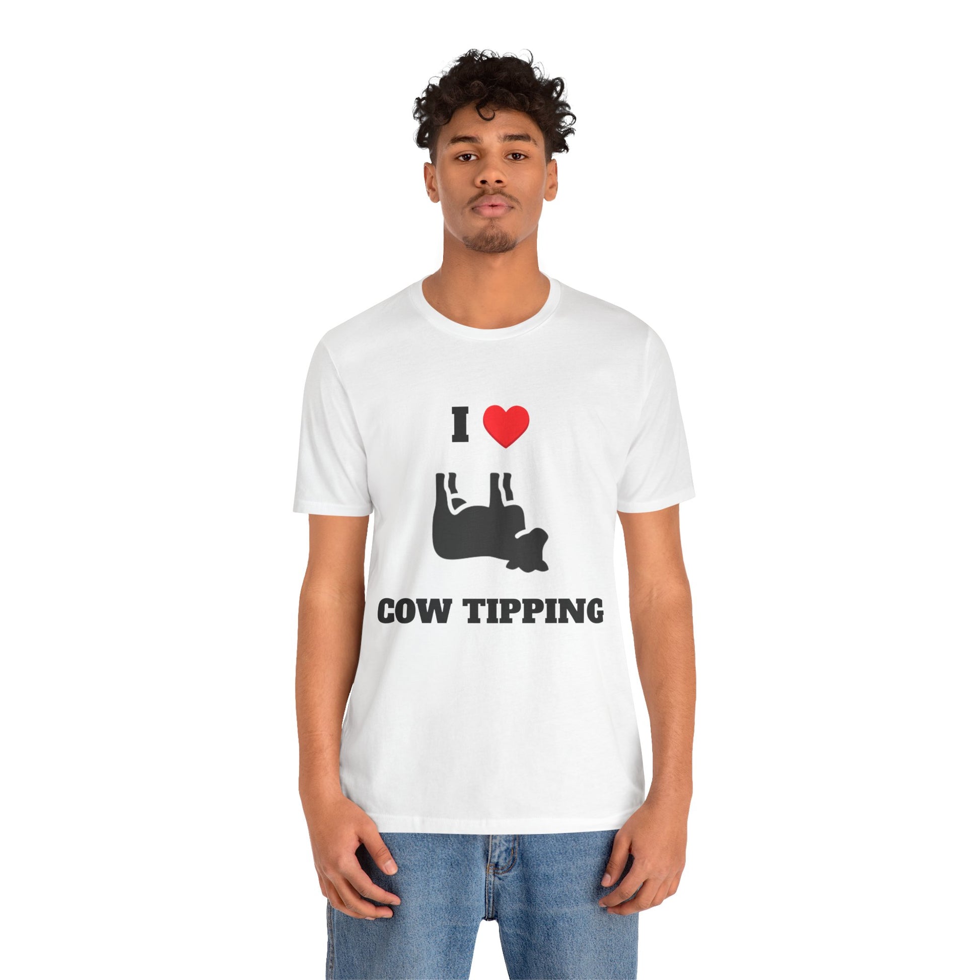 I Love Cow Tipping Tee | Fun Unisex Jersey Shirt, Farm-Themed Gift, Casual Outfit for Animal Lovers, Unique Party Apparel